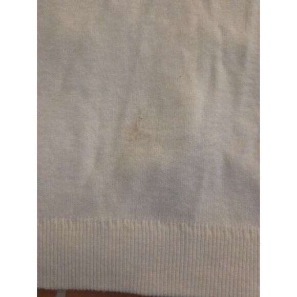 White Beaded Floral Embroidered Knit Cardigan Sweater Crew Neck Long Sleeve y2k - Picture 4 of 5